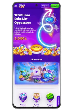 Rekisteröintipainike on korostettu vihreällä valolla RoboCat casino online -sivustolla